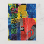 Bicycles and Trucks mixed media collage Briefkaart (Voorkant)