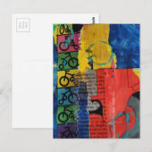 Bicycles and Trucks mixed media collage Briefkaart (Voorkant / Achterkant)