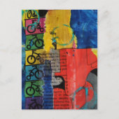 Bicycles and Trucks mixed media collage Briefkaart (Voorkant)
