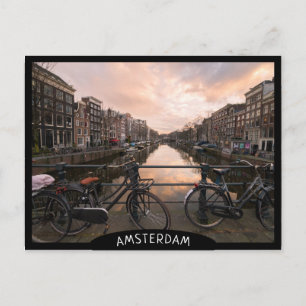 Bicycles at sunset in Amsterdam Briefkaart