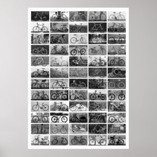 BICYCLES Collage - zwart en wit Poster