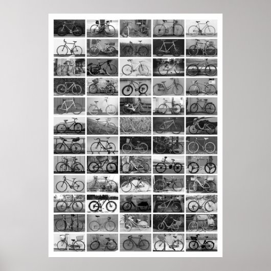BICYCLES Collage - zwart en wit Poster (Voorkant)