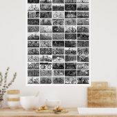 BICYCLES Collage - zwart en wit Poster (Keuken)
