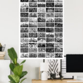 BICYCLES Collage - zwart en wit Poster (Thuiskantoor)