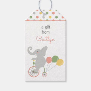 Bicycling-ballon Elephant Personal Gift Labels Cadeaulabel