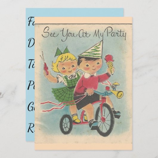 Bicycling Birthday Invitation Kaart (Voorkant / Achterkant)