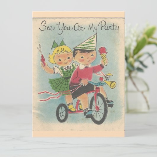 Bicycling Birthday Invitation Kaart (Staand voorkant)