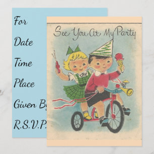 Bicycling Birthday Invitation Kaart