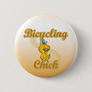 Bicycling Chick Ronde Button 5,7 Cm