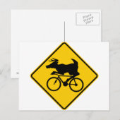 Bicycling Deer Crossing Highway Sign Briefkaart (Voorkant / Achterkant)