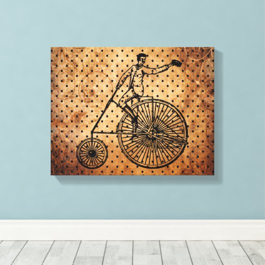  Bicyclist Brown Dot Background Canvas Afdruk (Insitu (Houten vloer))