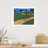 Bicyclist met vervagen poster (Keuken)