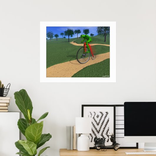 Bicyclist met vervagen poster (Thuiskantoor)