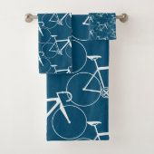 BICYCLUSMOTIF IN BLAUW EN WITTE BAD HANDDOEK (Insitu)