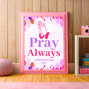 Bid altijd Boho Christelijke Teen Girl Wall Art Poster