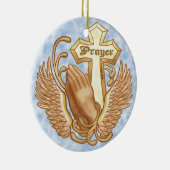 Bid altijd Christelijk Kruis Keramisch Ornament (Rechts)