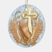 Bid altijd Christelijk Kruis Keramisch Ornament (Links)