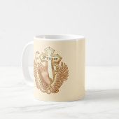 Bid altijd Christelijk kruis mok (Voorkant links)