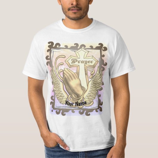 Bid altijd Christelijk Kruis  T-shirt (Voorkant)