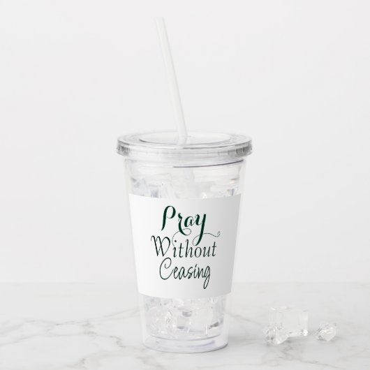 Bid Bijbelvers Christelijk Gebed Groen en Wit Acryl Drinkbeker (Voorkant ijs)