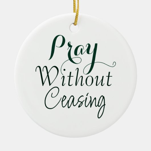 Bid Bijbelvers Christelijk Gebed Groen en Wit Keramisch Ornament (Voorkant)