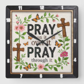 Bid Christelijke vlinders Vierkante Klok (Voorkant)