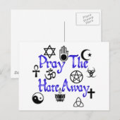 Bid de haat weg briefkaart blauw (Voorkant / Achterkant)