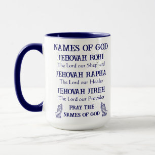Bid de namen van God, Christelijke koffiebekers Mok