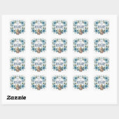 Bid de Rozenkrans Blauwe Bloemen Maagd Maria Jezus Vierkante Sticker (Vel)