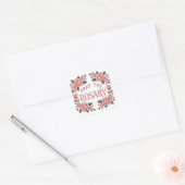 Bid de Rozenkrans Roze Bloemmotief Religieus Vierkante Sticker (Envelop)