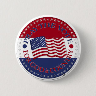 Bid de stem voor God en het land met de vlag van d Ronde Button 5,7 Cm