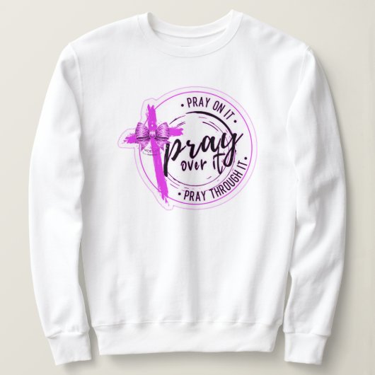 Bid door het zachte witte sweatshirt, Cross Trui (Design voorkant)