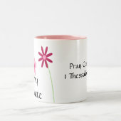 Bid een Latte 1 Thess. 05:17 Tweekleurige Koffiemok (Center)