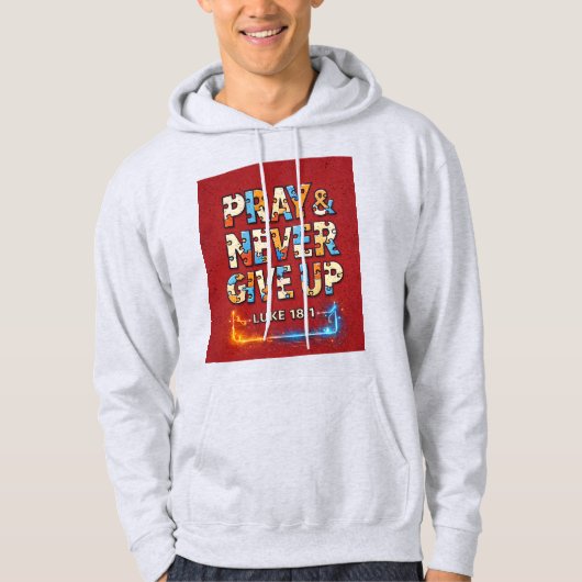 Bid en Geef Nooit Op – Metallic Tech Font T-Shirt (Voorkant)