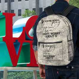 Bid en maak je geen zorgen over Christelijk Inspir Bedrukte Rugzak