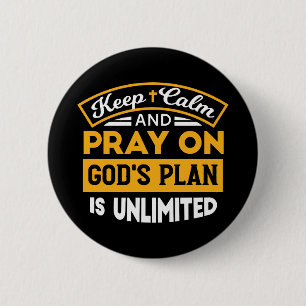 Bid en vertrouw op Gods onbegrensde geloofsplan Ronde Button 5,7 Cm