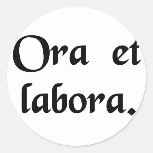 Bid en werk. ronde sticker (Voorkant)