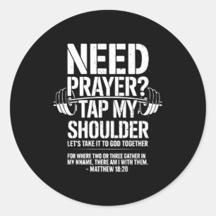 Bid Gebed Tik Op Mijn Schouder Grappig Christelijk Ronde Sticker