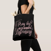 Bid Grote Quote Zwart met Roze Tote Bag (Dichtbij)