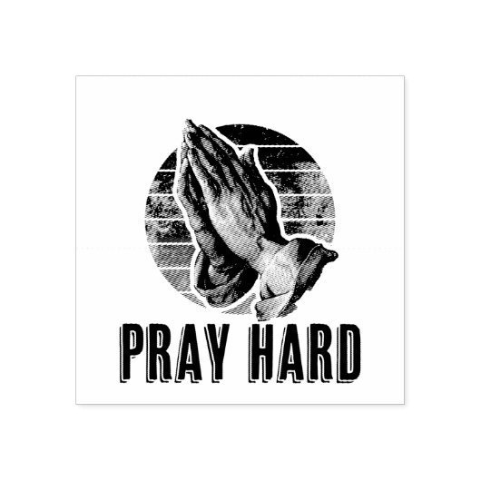 Bid hard biddende handen ontwerp rubberstempel (Afrduk)