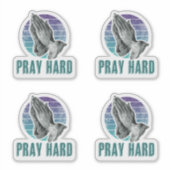 Bid hard biddende handen ontwerp sticker (Voorkant)