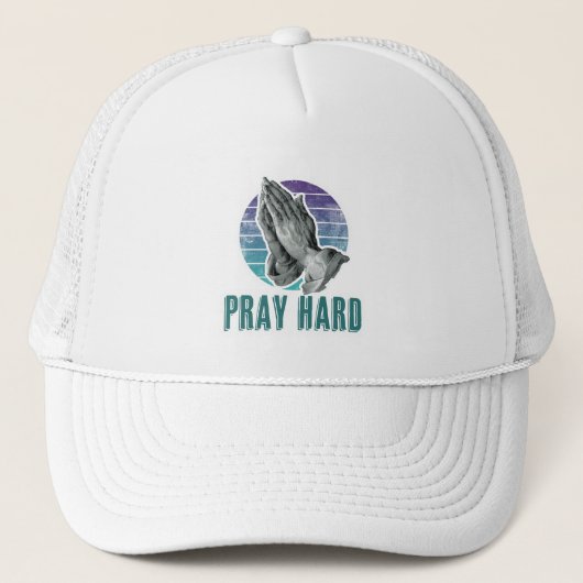 Bid hard biddende handen ontwerp trucker pet (Voorkant)