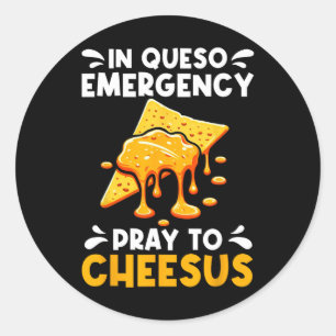 Bid in Queso noodgevallen tot Cheesus Cinco de May Ronde Sticker