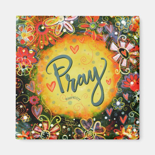 Bid Leuk Kleurrijke Floral Inspirivity Magneet (Voorkant)