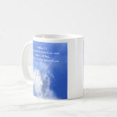 Bid. Matthew 7:7 Scriptversie Verse met Angel Sky Koffiemok (Voorkant links)