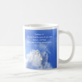Bid. Matthew 7:7 Scriptversie Verse met Angel Sky Koffiemok