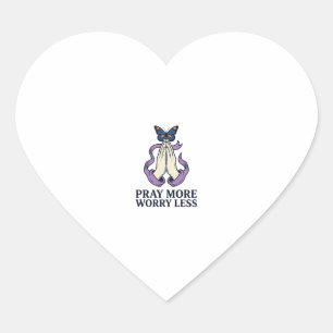 Bid Meer Maak Je Minder Vlinder Christelijk T-shir Hart Sticker