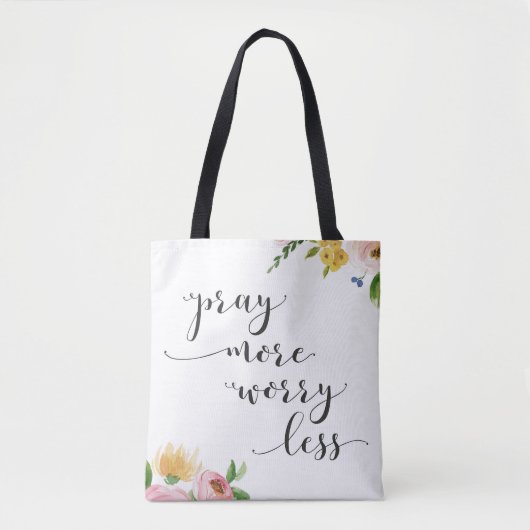 Bid meer zorgen Minder Floral Canvas tas (Voorkant)
