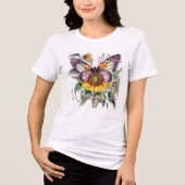 Bid meer zorgen minder vlinder Tri-Blend shirt (Voorkant)