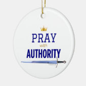 Bid met Autoriteit - Blauw, Keramisch Ornament (Links)
